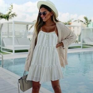 Urban Outfitters Honey Tiered Frock Mini Summer Dress Button Front Small